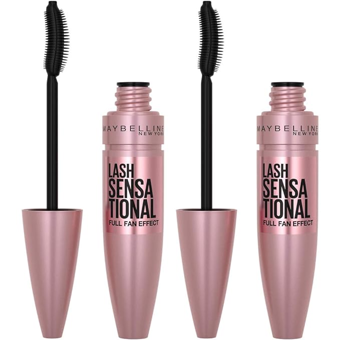 Maybelline Lash Sensational Washable Mascara, for a Full Fan Effect, Blackest Black