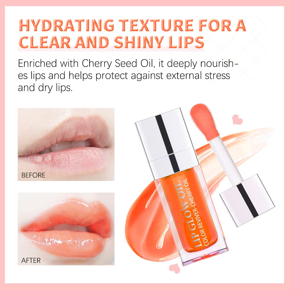 Hydrating Lip Glow Oil, Plumping Lip Oil, Moisturizing Lip Gloss