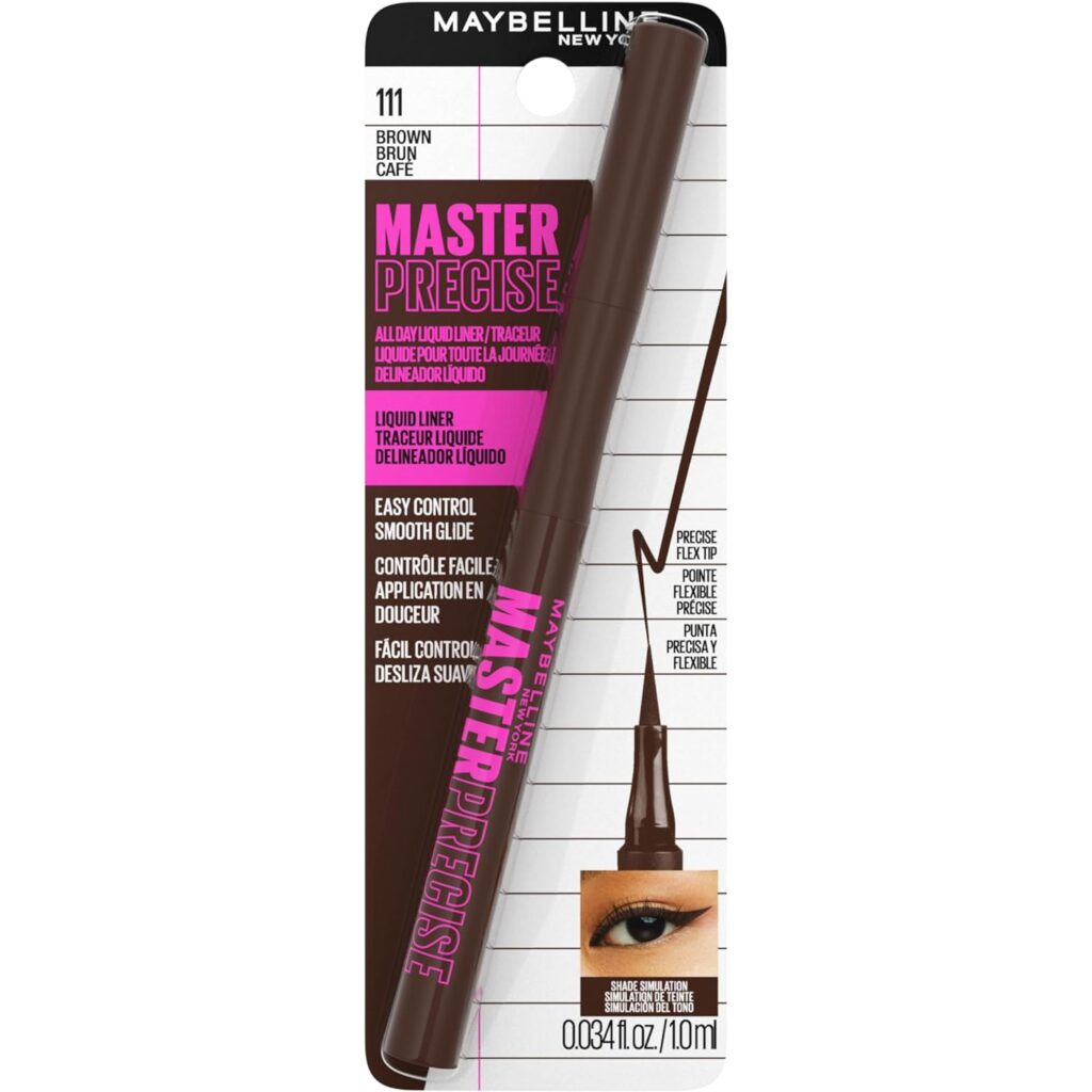 Maybelline Eyestudio Master Precise All Day Waterproof Liquid Eyeliner Makeup, Forest Brown