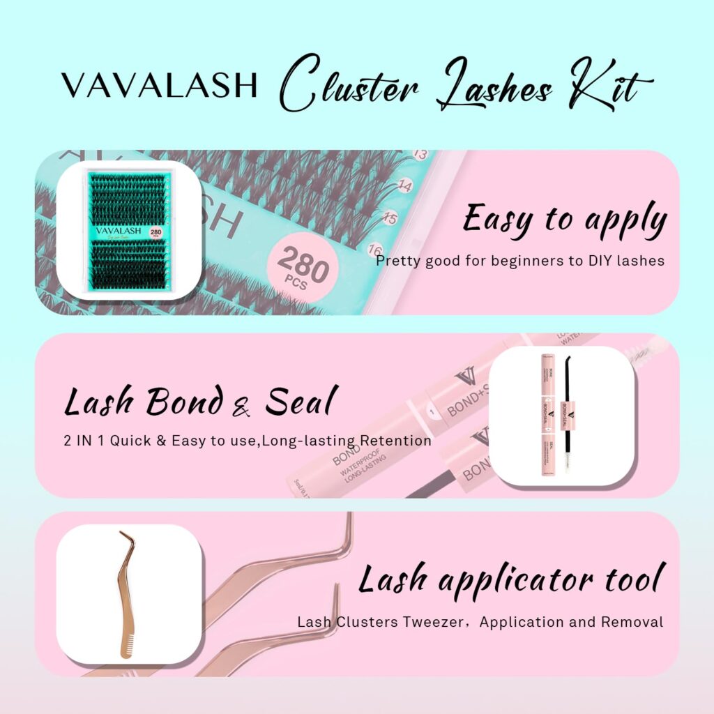 VAVALASH DIY Lash Extension Kit 280 Clusters Individual Lashes Kit