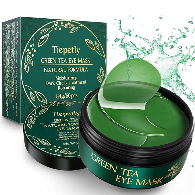 5. Tiepetly Under Eye Masks, Collagen Eye Mask, Green Tea Eye Patches for Puffy Eyes