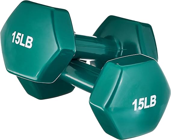 Amazon Basics Vinyl Hexagon Workout Dumbbells Hand Weight