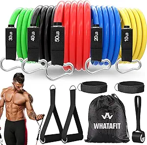 WHATAFIT: Resistance Bands Set, Exercise Bands with Door Anchor